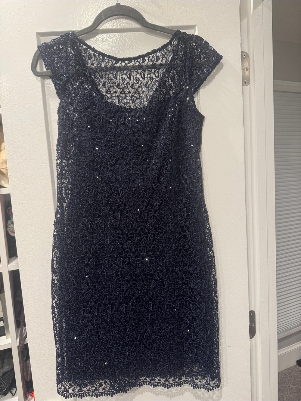 Kay Unger Navy Lace Overlay Sheath Dress - Women